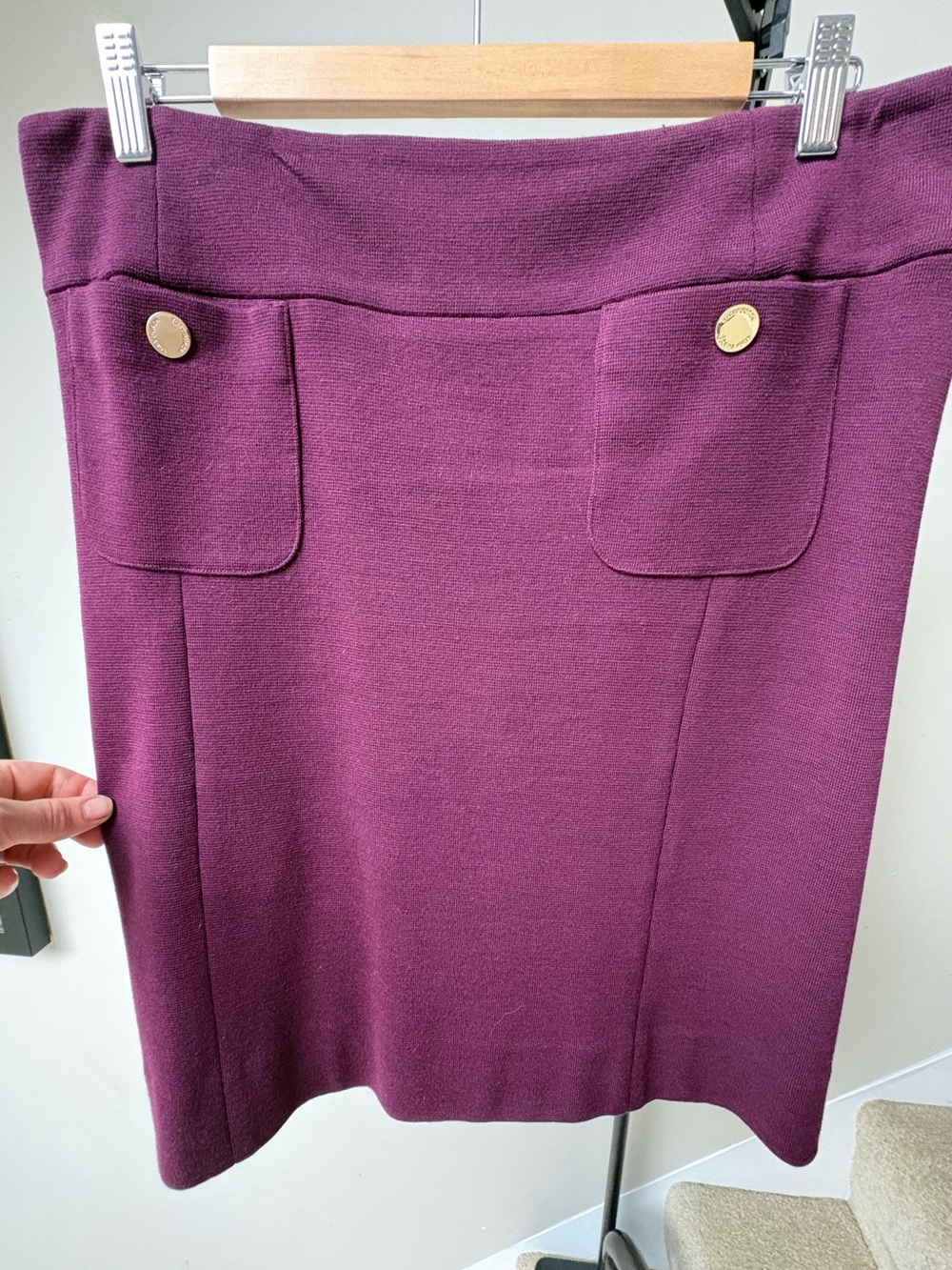 Tory Burch Purple Pocket-Accent Knit Skirt